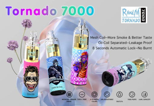išskirtinis Fumot Tornado 7000 vienkartinis vape rašiklis - 14 ml (1 vnt.) TD8N4 | Fumot Lietuva